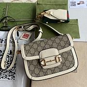 Gucci Mini Horsebit 1955 Bag GG Supreme Canvas Beige/White 658574 20.5x14x5cm - 2