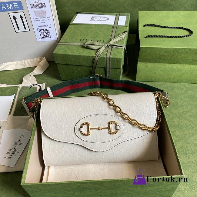 Gucci Small Horsebit 1955 Bag Leather White 677286 26x16x4cm - 1