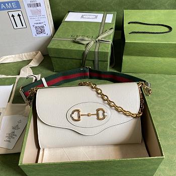 Gucci Small Horsebit 1955 Bag Leather White 677286 26x16x4cm