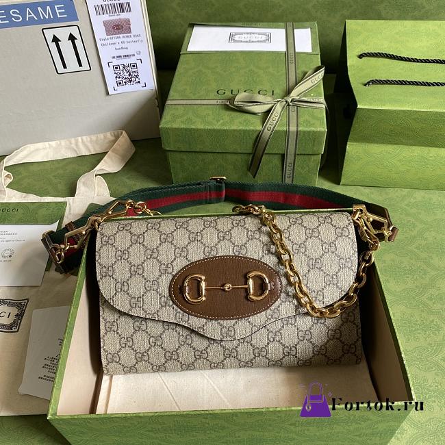 Gucci Small Horsebit 1955 Bag Leather GG Canvas 677286 26x16x4cm - 1