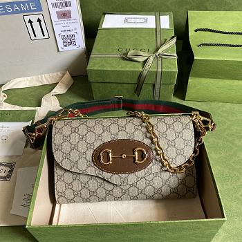 Gucci Small Horsebit 1955 Bag Leather GG Canvas 677286 26x16x4cm