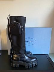 Prada Leather Nylon Zip-Pocket Platform Tall Riding Boots - 1