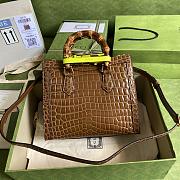 Gucci Diana Small Tote Bag In Crocodile Brown 660195 27x24x11cm - 1
