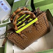 Gucci Diana Small Tote Bag In Crocodile Brown 660195 27x24x11cm - 5