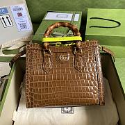 Gucci Diana Small Tote Bag In Crocodile Brown 660195 27x24x11cm - 3