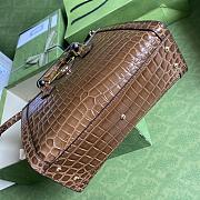 Gucci Diana Small Tote Bag In Crocodile Brown 660195 27x24x11cm - 2