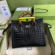 Gucci Diana Small Tote Bag In Crocodile Black 660195 27x24x11cm - 1