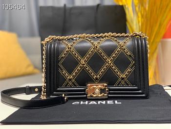 Chanel Boy Bag In Leather Black A67086 25cm