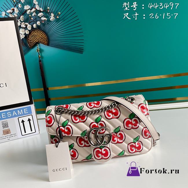 Gucci GG Marmont Small Shoulder Bag Cherry Canvas 443497 26x15x7cm - 1