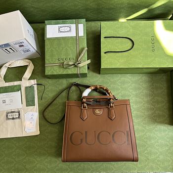 Gucci Small Diana Tote Bag Double G Leather Brown 660195 27x24x11cm