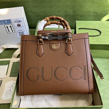 Gucci Medium Diana Tote Bag Double G Leather Brown 655658 35x30x14cm