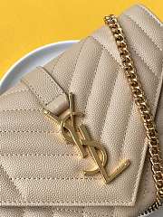 Ysl Small Envelope Bag In Grained Leather Shoulder Beige 600195 21x13x6cm - 3