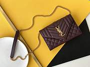 Ysl Small Envelope Bag In Grained Leather Shoulder Burgundy 600195 21x13x6cm - 1