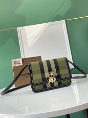 Burberry Small Check Canvas/Leather TB Bag Green 21x6x16cm - 3