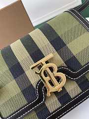 Burberry Small Check Canvas/Leather TB Bag Green 21x6x16cm - 2