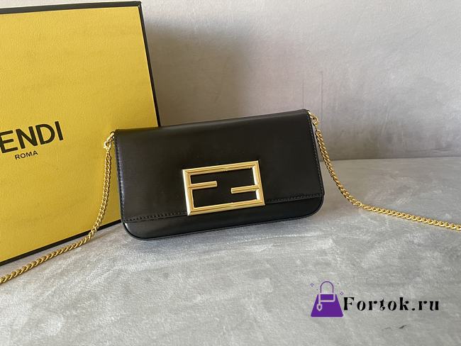 Fendi Wallet On Chain With Pouches Leather Black 21.5x3x13cm - 1