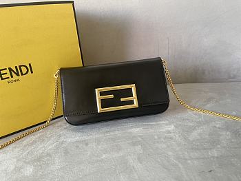 Fendi Wallet On Chain With Pouches Leather Black 21.5x3x13cm