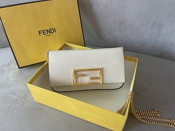 Fendi Wallet On Chain With Pouches Leather White 21.5x3x13cm