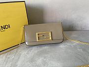 Fendi Wallet On Chain With Pouches Leather Gray 21.5x3x13cm - 1