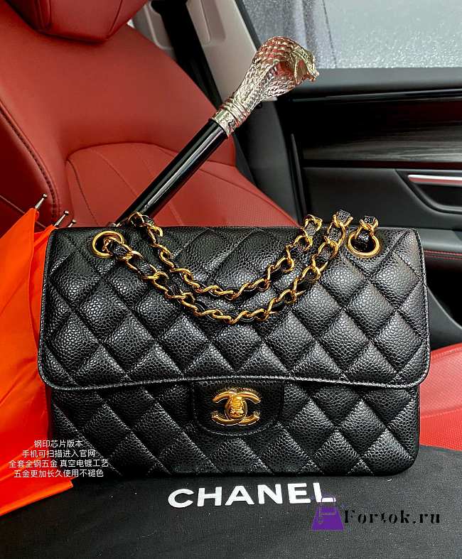 Chanel Small Classic Handbag In Grained Leather Gold-tone Metal A01113 23x14.5x6cm - 1