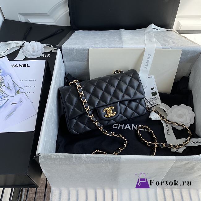 Chanel Mini Classic Flap Bag Leather Gold-tone Metal Black A01116 20cm - 1