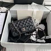 Chanel Mini Classic Flap Bag Leather Silver-tone Metal Black A01116 20cm - 1