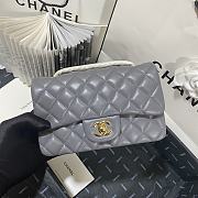 Chanel Mini Classic Flap Bag Leather Gold-tone Metal Gray A01116 20cm - 3