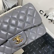 Chanel Mini Classic Flap Bag Leather Gold-tone Metal Gray A01116 20cm - 4