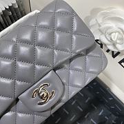 Chanel Mini Classic Flap Bag Leather Silver-tone Metal Gray A01116 20cm - 3