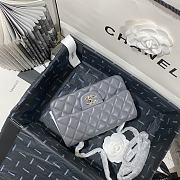 Chanel Mini Classic Flap Bag Leather Silver-tone Metal Gray A01116 20cm - 4