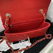 Chanel Mini Classic Flap Bag Leather Gold-tone Metal Red A01116 20cm - 2