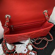 Chanel Mini Classic Flap Bag Leather Silver-tone Metal Red A01116 20cm - 4