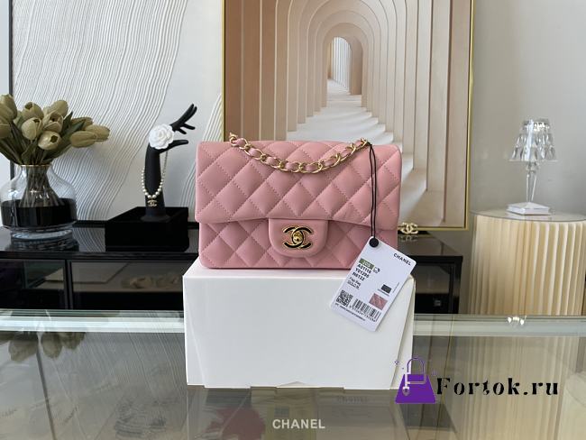 Chanel Mini Classic Flap Bag Leather Gold-tone Metal Pink A01116 20cm - 1
