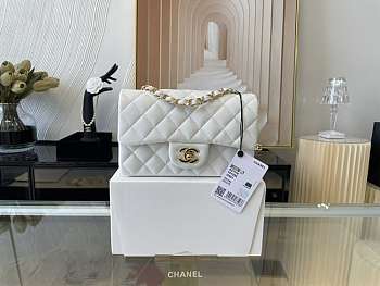 Chanel Mini Classic Flap Bag Leather Gold-tone Metal White A01116 20cm