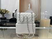 Chanel Mini Classic Flap Bag Leather Silver-tone Metal White A01116 20cm - 6