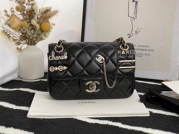 Chanel Small Flap Bag Ruthenium Black AS2979 23cm