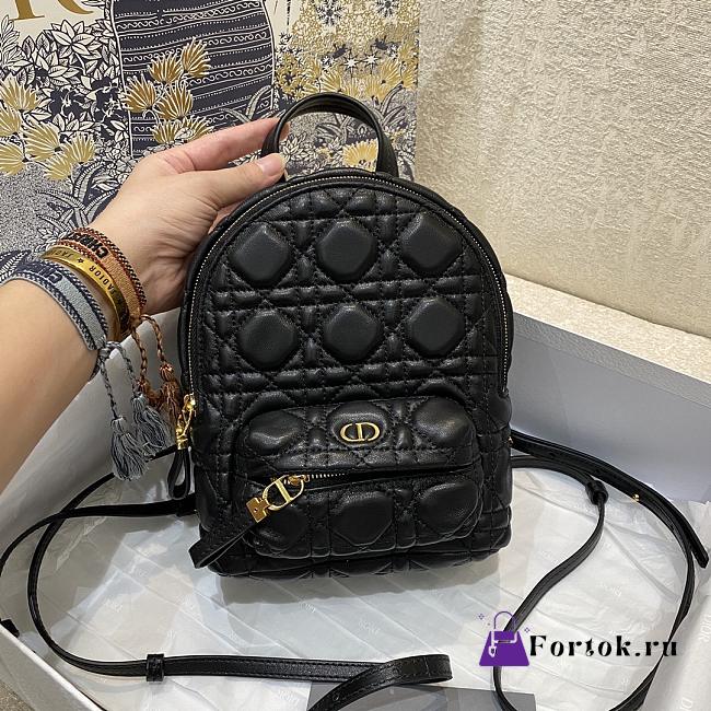 Dior Mini Backpack Cannage Leather Black M9222 15x9x20cm - 1