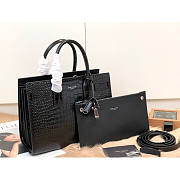 Ysl Baby Classic Sac De Jour In Crocodile Embossed Leather Black 421863 26x20.5x12.5cm - 1