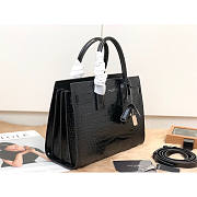 Ysl Baby Classic Sac De Jour In Crocodile Embossed Leather Black 421863 26x20.5x12.5cm - 3