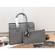 Ysl Baby Classic Sac De Jour In Crocodile Embossed Leather Gray 421863 26x20.5x12.5cm - 1