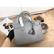 Ysl Baby Classic Sac De Jour In Crocodile Embossed Leather Gray 421863 26x20.5x12.5cm - 2