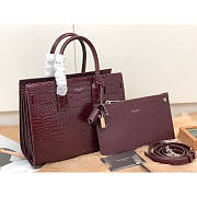 Ysl Baby Classic Sac De Jour In Crocodile Embossed Leather Burgundy 421863 26x20.5x12.5cm - 1