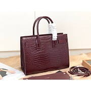 Ysl Baby Classic Sac De Jour In Crocodile Embossed Leather Burgundy 421863 26x20.5x12.5cm - 6