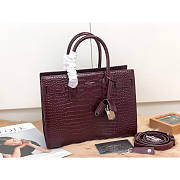 Ysl Baby Classic Sac De Jour In Crocodile Embossed Leather Burgundy 421863 26x20.5x12.5cm - 4