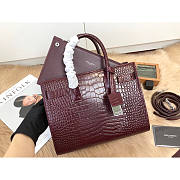 Ysl Baby Classic Sac De Jour In Crocodile Embossed Leather Burgundy 421863 26x20.5x12.5cm - 2