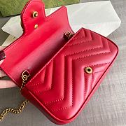 Gucci Super Mini GG Marmont Matelassé Leather Red 476433 16.5x10x5cm - 5