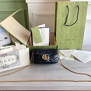 Gucci Super Mini GG Marmont Matelassé Leather Black 476433 16.5x10x5cm - 1
