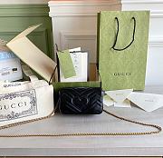 Gucci Super Mini GG Marmont Matelassé Leather Black 476433 16.5x10x5cm - 3