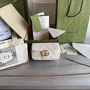 Gucci Super Mini GG Marmont Matelassé Leather White 476433 16.5x10x5cm - 1