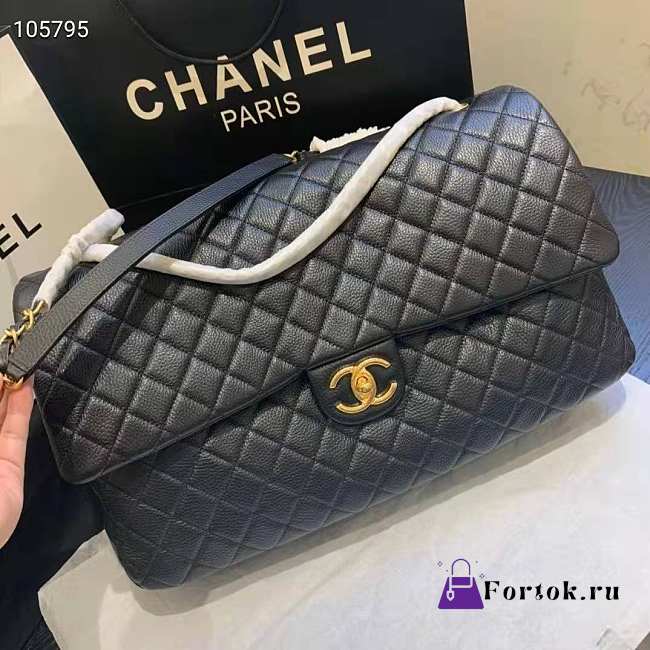 Chanel Flap Travel Bag Gold-tone Metal 46cm - 1
